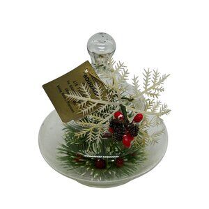 VTG Bouqaire Christmas Floral Air Freshener Glass Jar Snowflake Decor 4.5"